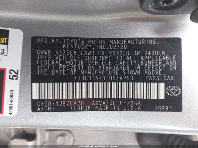 2020 TOYOTA CAMRY SE 9