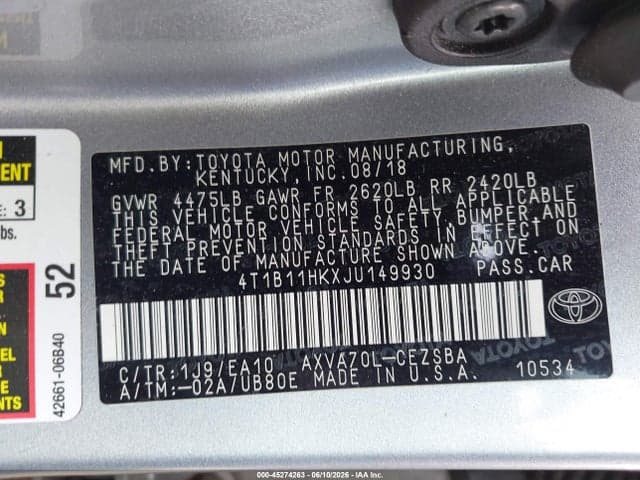 2018 TOYOTA CAMRY SE 9