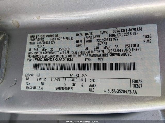 2019 FORD ESCAPE SEL 9