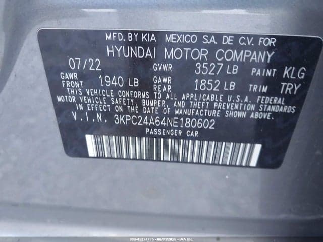 2022 HYUNDAI ACCENT SEL 9