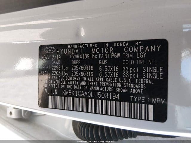 2020 HYUNDAI KONA SE 9