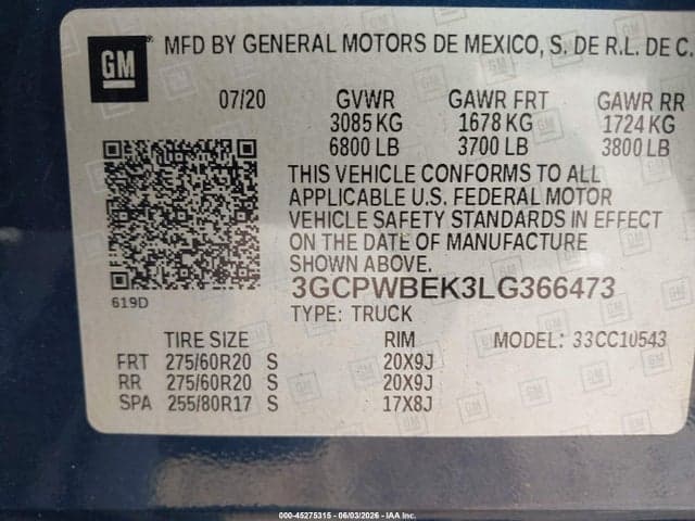 2020 CHEVROLET SILVERADO 1500 9