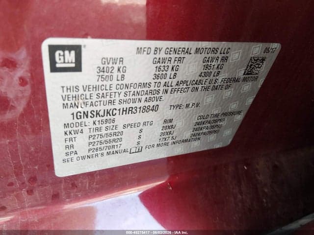 2017 CHEVROLET SUBURBAN PREMIER 9