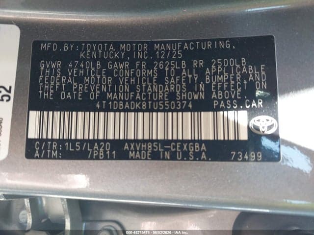 2026 TOYOTA CAMRY XLE 9