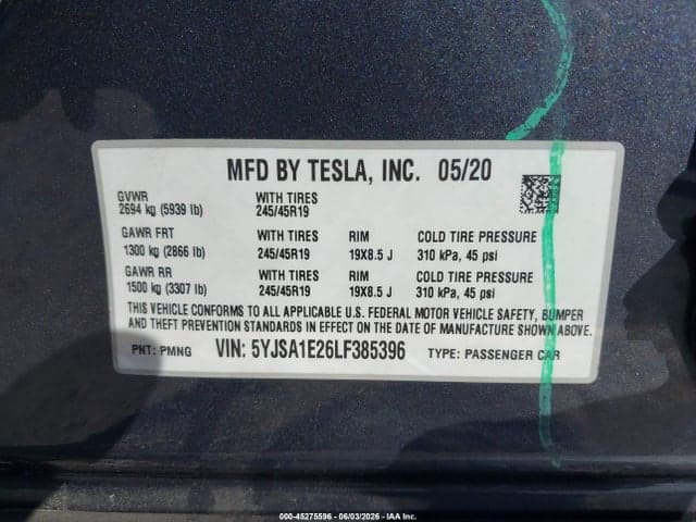 2020 TESLA MODEL S LONG RANGE DUAL MOTOR ALL-WHEEL DRIVE/LONG RANGE PLUS DUAL MOTOR ALL-WHEEL DRIVE 9