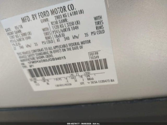 2018 FORD EXPLORER XLT 9