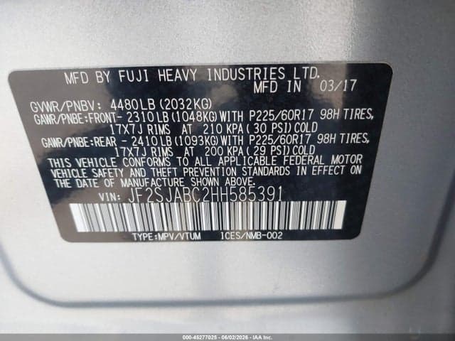 2017 SUBARU FORESTER 2.5I 9