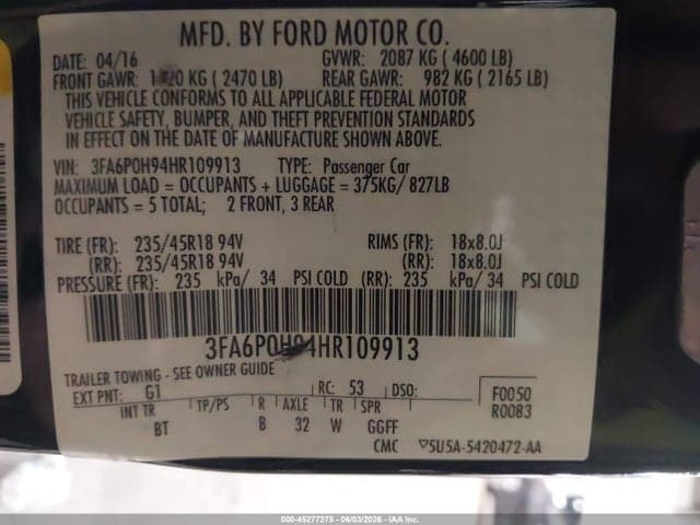 2017 FORD FUSION SE 9