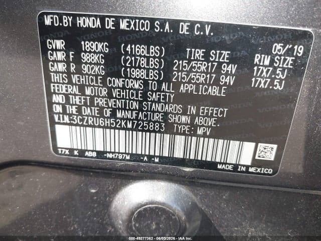 2019 HONDA HR-V EX 9