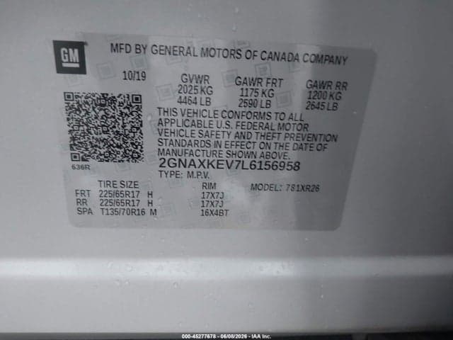 2020 CHEVROLET EQUINOX FWD LT 1.5L TURBO 9
