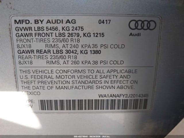 2018 AUDI Q5 2.0T PREMIUM/2.0T TECH PREMIUM 9