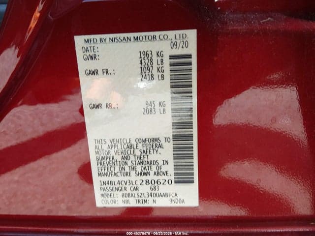 2020 NISSAN ALTIMA SR FWD 9
