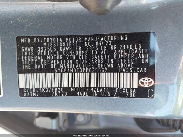 2023 TOYOTA COROLLA LE 9