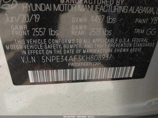 2019 HYUNDAI SONATA LIMITED 9