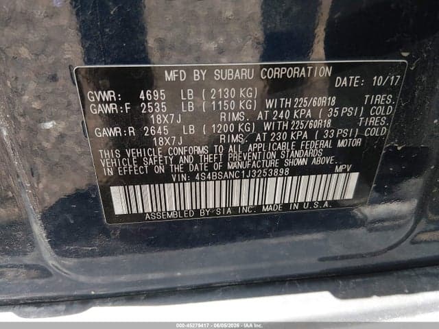 2018 SUBARU OUTBACK 2.5I LIMITED 9