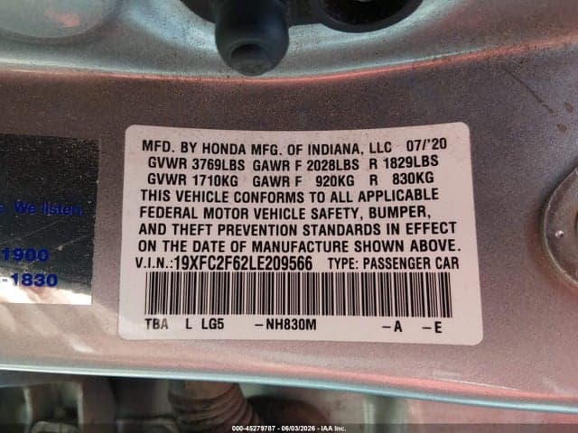 2020 HONDA CIVIC LX 9