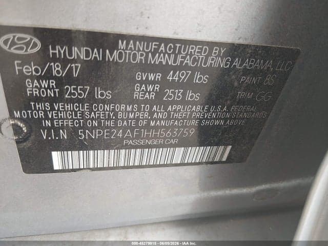2017 HYUNDAI SONATA 9