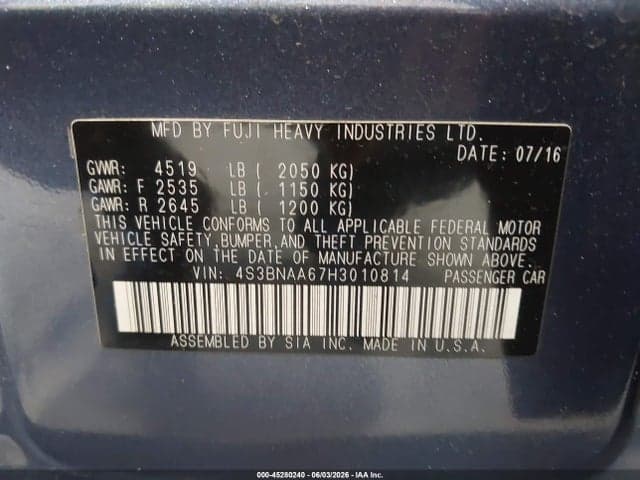 2017 SUBARU LEGACY 2.5I 9
