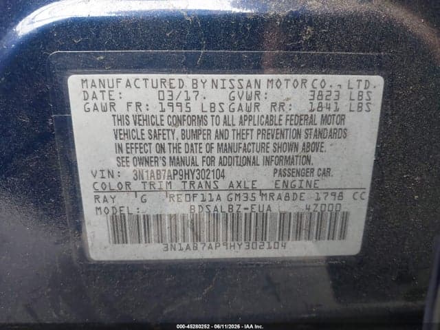 2017 NISSAN SENTRA S 9