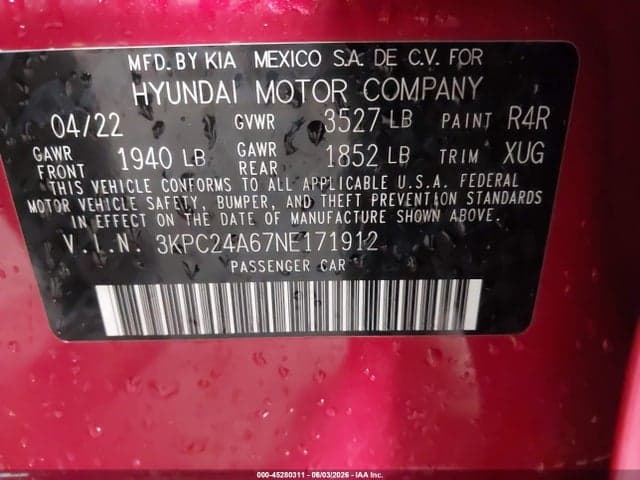 2022 HYUNDAI ACCENT SE 10