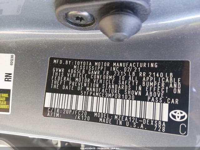 2021 TOYOTA COROLLA SE 9