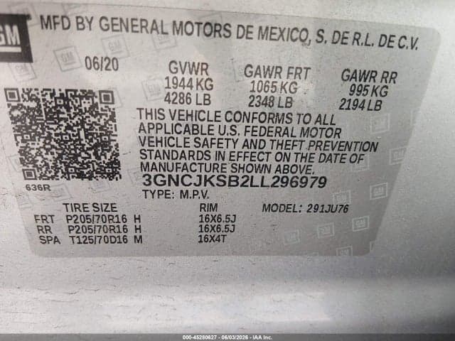 2020 CHEVROLET TRAX FWD LS 9
