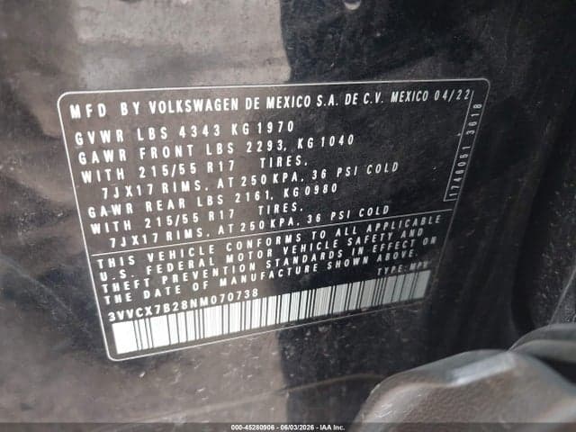 2022 VOLKSWAGEN TAOS 1.5T S 9