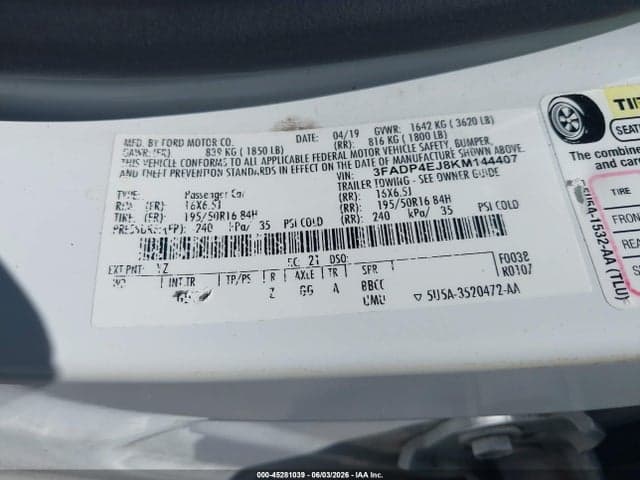 2019 FORD FIESTA SE 9