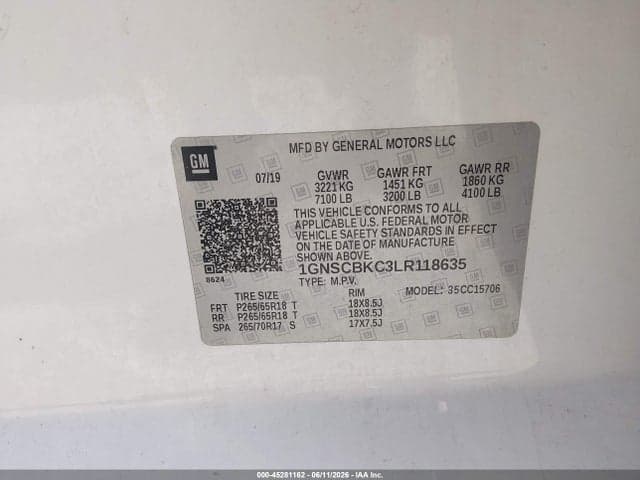 2020 CHEVROLET TAHOE 2WD LT 9