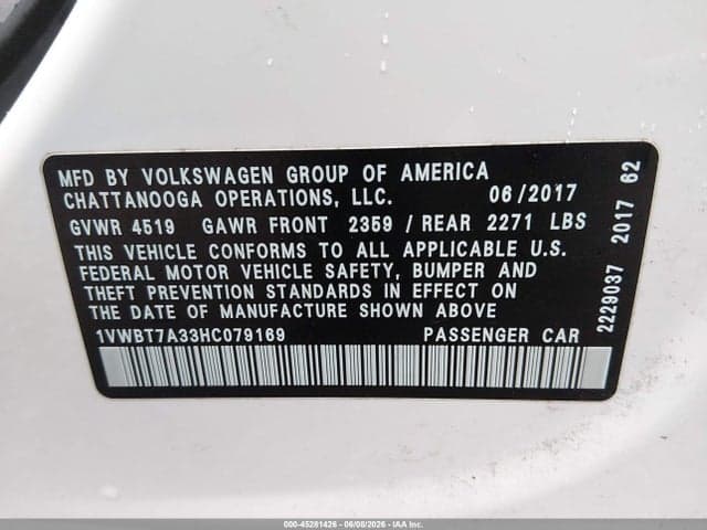 2017 VOLKSWAGEN PASSAT 1.8T SE 9