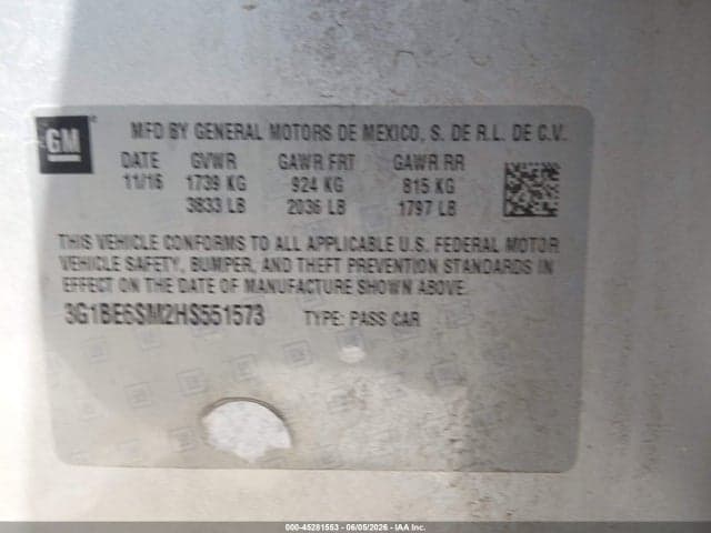 2017 CHEVROLET CRUZE LT AUTO 10