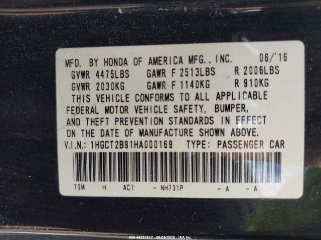 2017 HONDA ACCORD EX-L V6 9