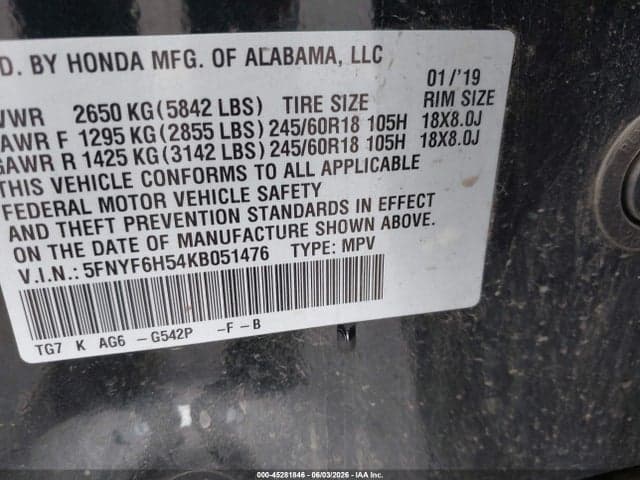 2019 HONDA PILOT EX-L 9