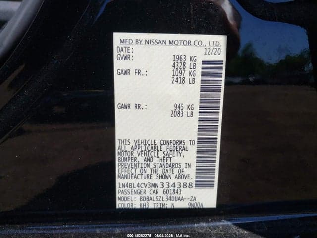 2021 NISSAN ALTIMA SR FWD 9