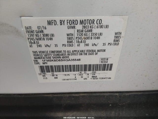 2017 FORD EXPLORER XLT 9
