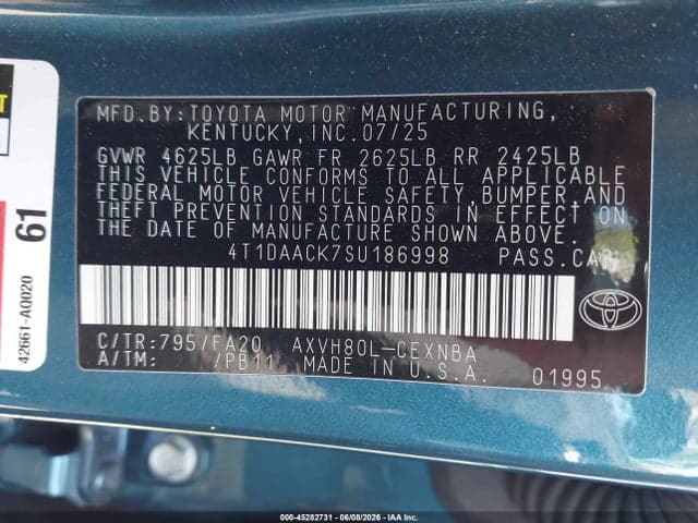 2025 TOYOTA CAMRY LE 9