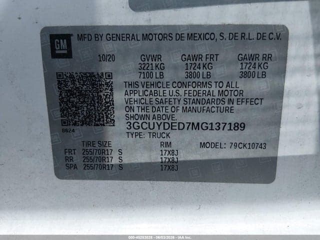 2021 CHEVROLET SILVERADO 1500 4WD STANDARD BED LT 9