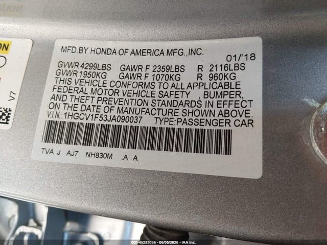 2018 HONDA ACCORD EX-L 9