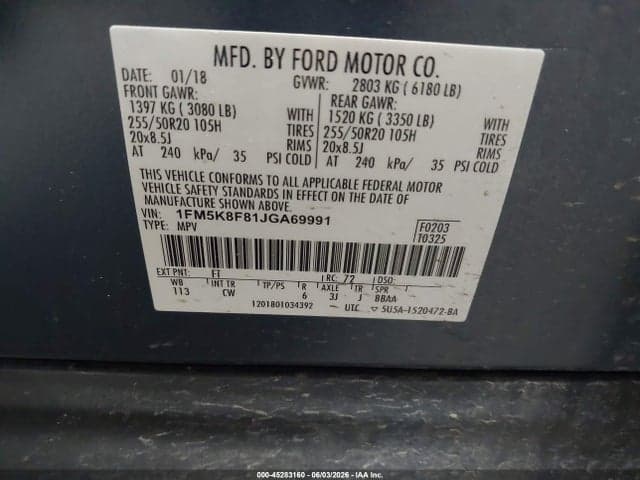 2018 FORD EXPLORER LIMITED 9