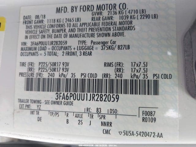 2018 FORD FUSION HYBRID S 9