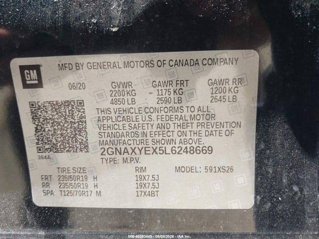 2020 CHEVROLET EQUINOX AWD PREMIER 2.0L TURBO 9
