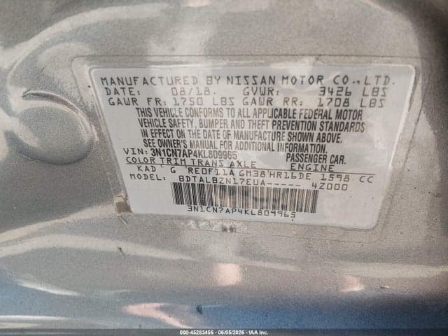 2019 NISSAN VERSA 1.6 SV 9