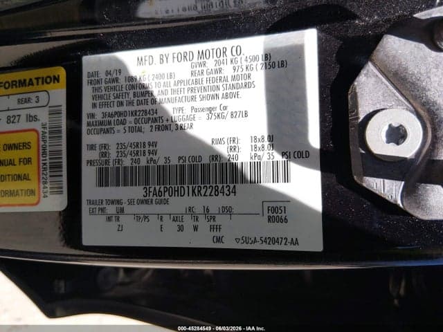 2019 FORD FUSION SE 9