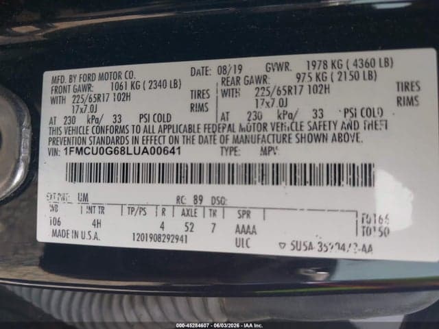 2020 FORD ESCAPE SE 9