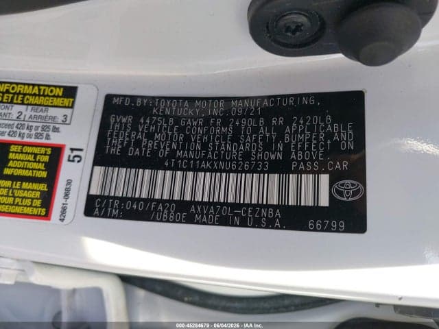 2022 TOYOTA CAMRY LE 9