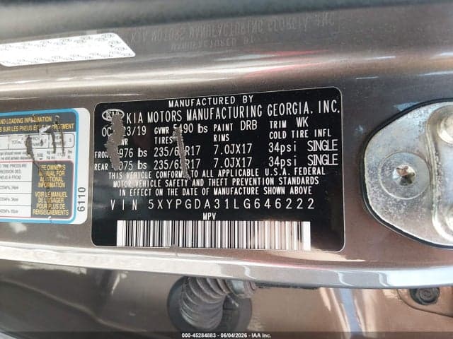 2020 KIA SORENTO 2.4L LX 9