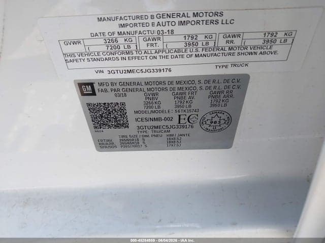 2018 GMC SIERRA 1500 SLE 9