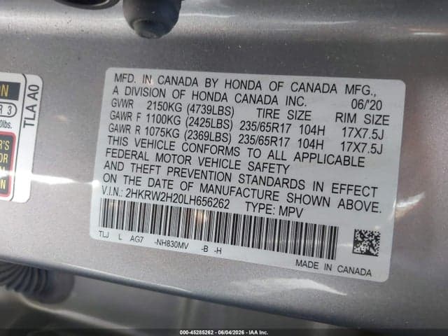 2020 HONDA CR-V AWD LX 9