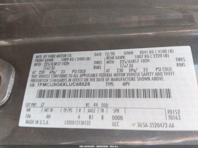 2020 FORD ESCAPE SE 9