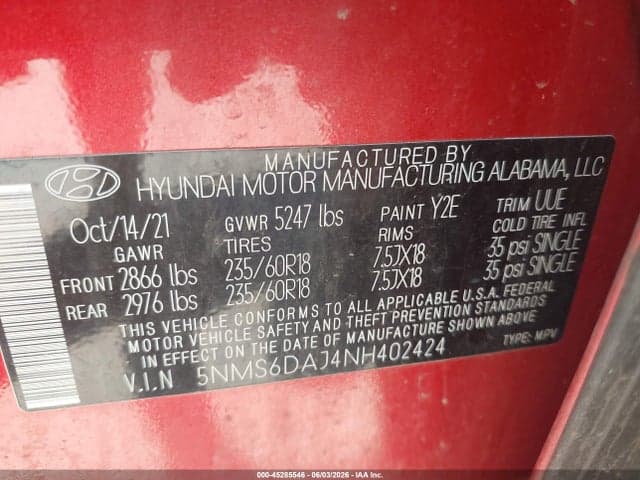 2022 HYUNDAI SANTA FE SEL 9